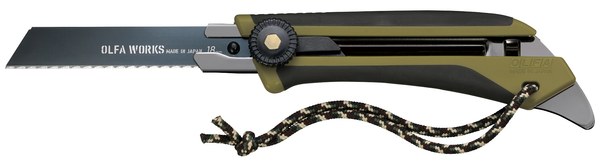 Нож OLFA WORKS FIELD KNIFE FK1 универсальный со сменным серрейторным лезвием 18 мм